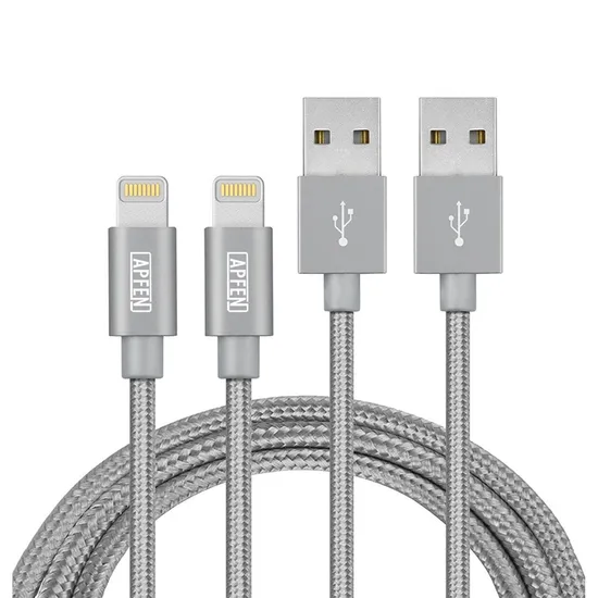 Cabo carregador relâmpago trançado de nylon dourado Cabo relâmpago de carregamento super rápido Cabo relâmpago de dados USB